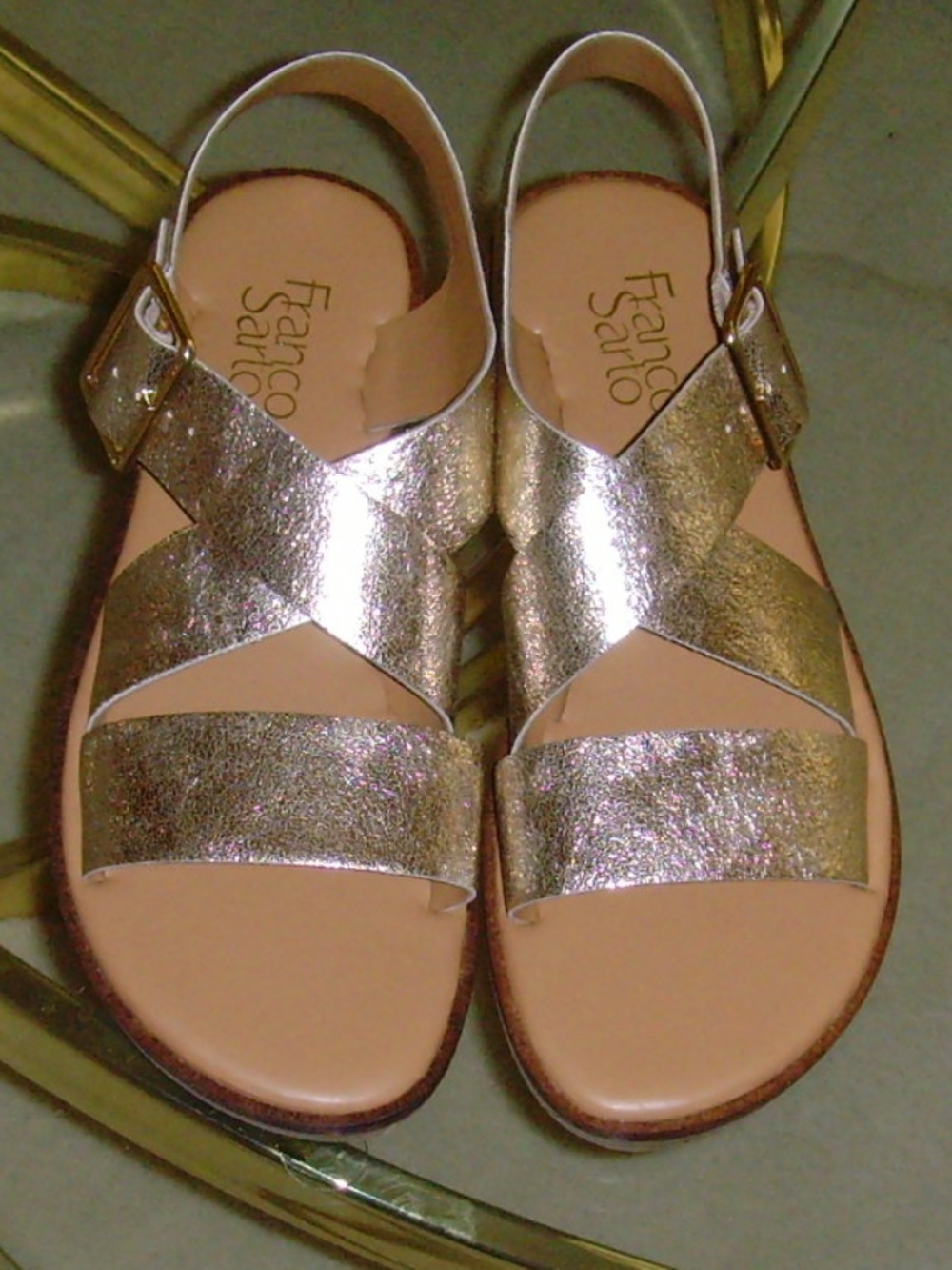 Franco Sarto Gold-Tone Strapped Sandals 7.5 (NEW)